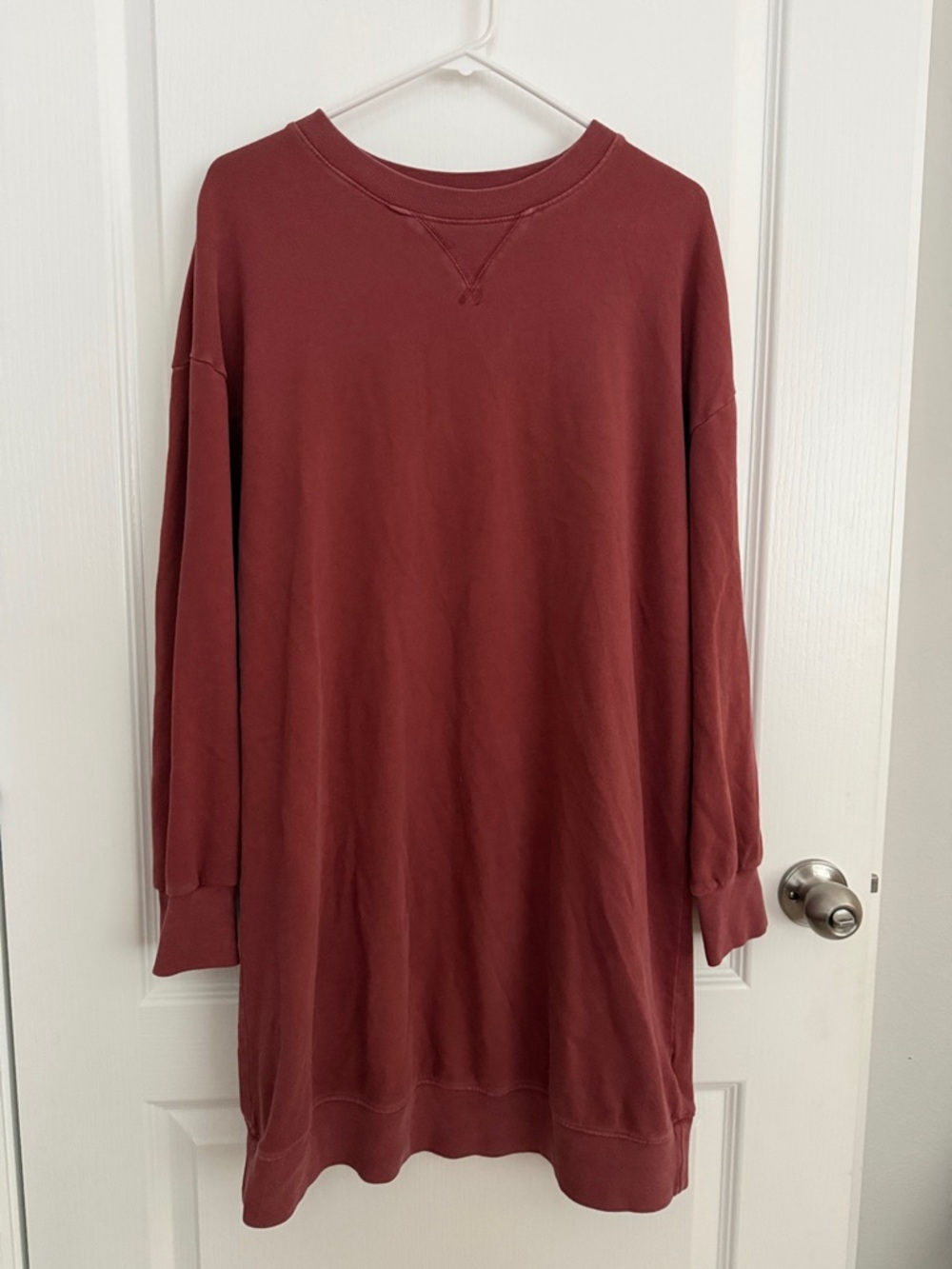 Oversized Crewneck Sweatshirt Dress - Deep Wine (M)